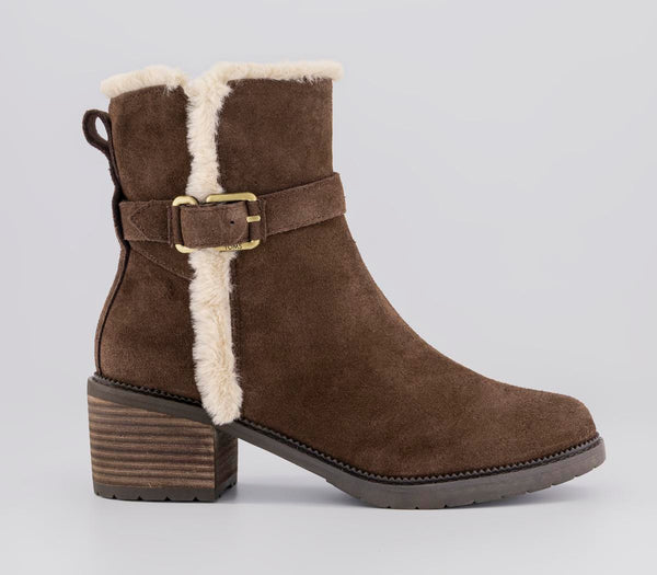 Womens TOMS Hailey Buckle Ankle Boots Oak Brown