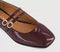 Womens OFFICE Fiction Double Strap Mary Jane Ballet Shoes Burgundy Patent