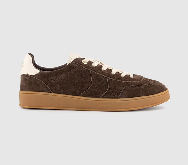 OFFICE Thrive Lace Up Suede Cup Sole Trainers Brown Suede