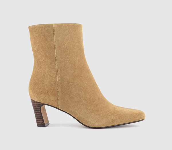 Womens OFFICE Arabella Set Back Heel Ankle Boots Beige Suede