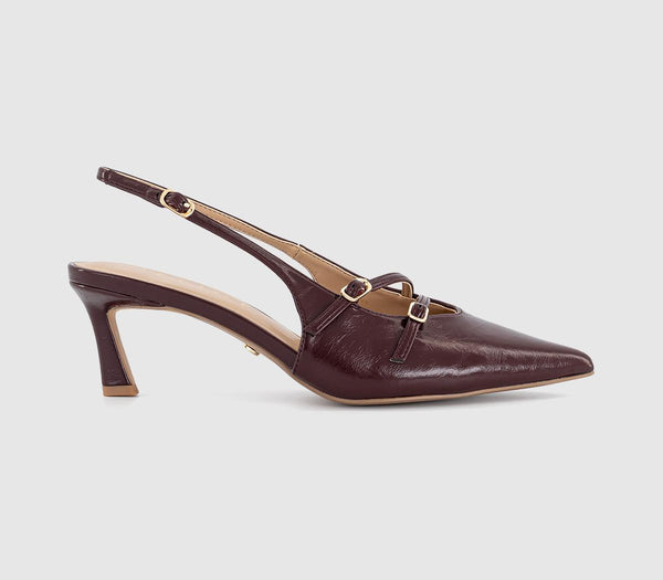 Womens OFFICE Melba Multi Strap Slingback Kitten Heels Dark Red - OFFCUTS SHOES by OFFICE