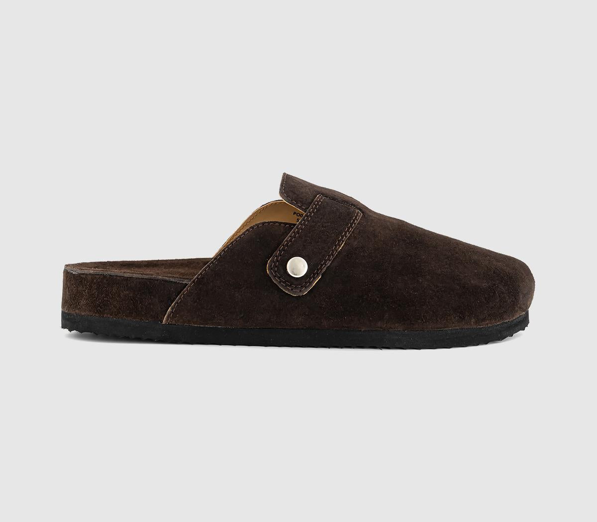 Mens OFFICE Comet Suede Mules Brown Suede