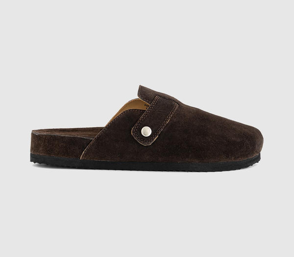 Mens OFFICE Comet Suede Mules Brown Suede