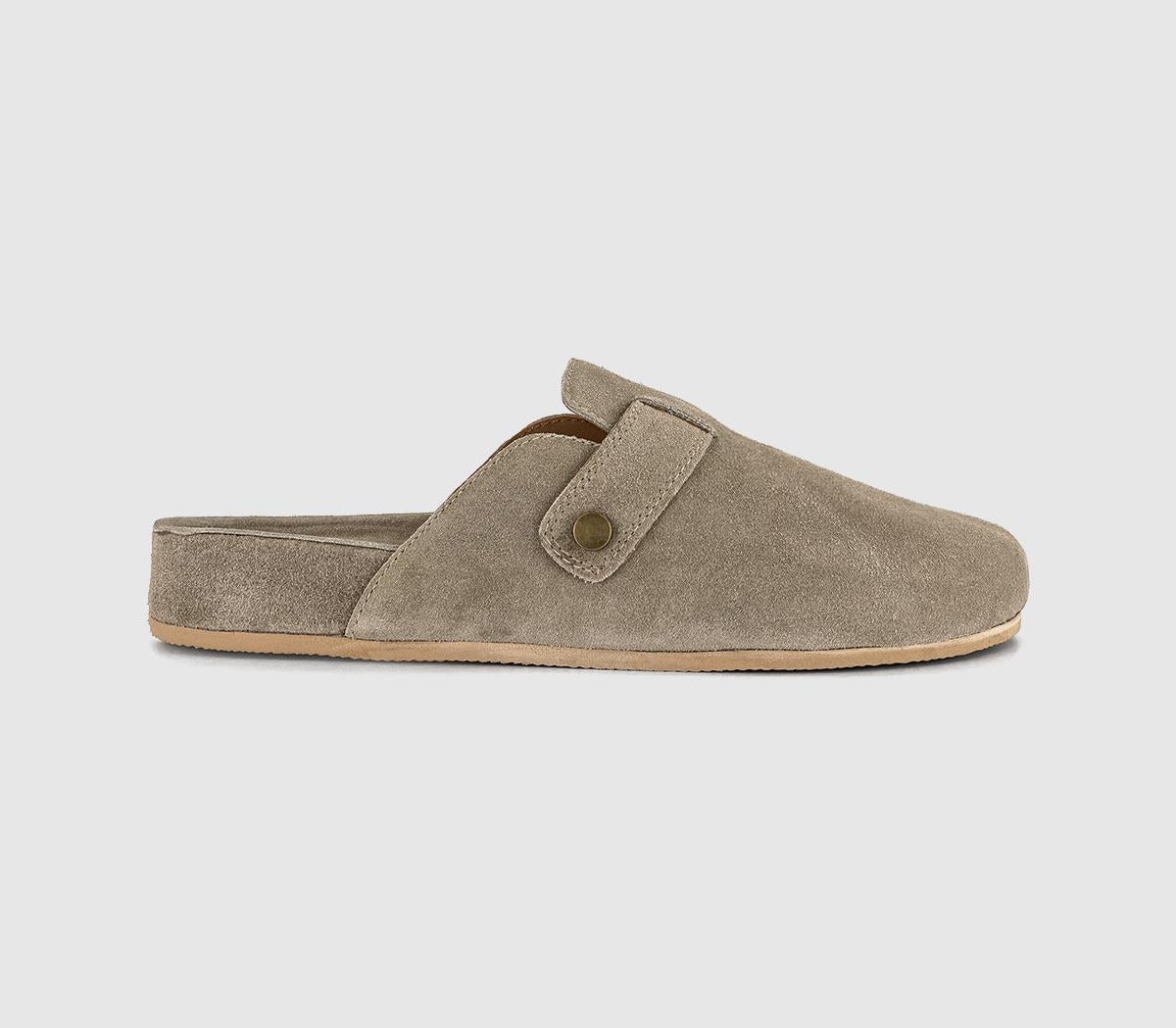 Mens OFFICE Comet Suede Mules Taupe Suede