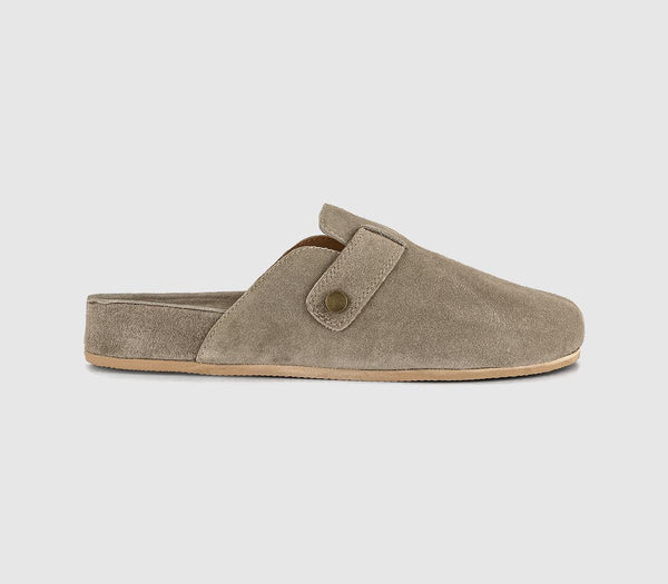 Mens OFFICE Comet Suede Mules Taupe Suede