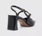 Womens OFFICE Medley Strap Detail Slim Heels Court Black Patent