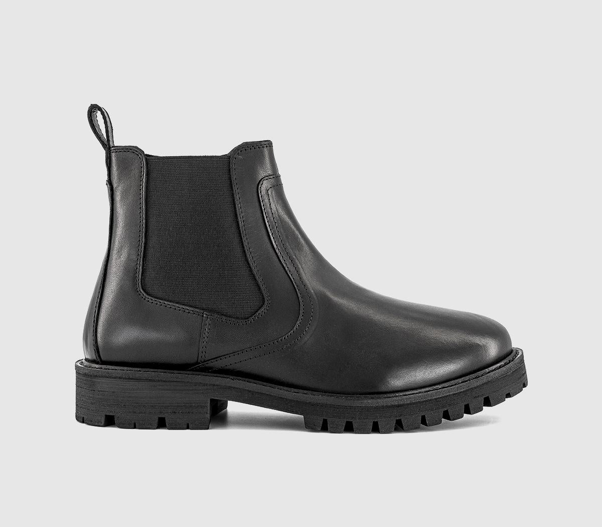 Mens OFFICE Beckett Chunky Chelsea Boots Black Leather
