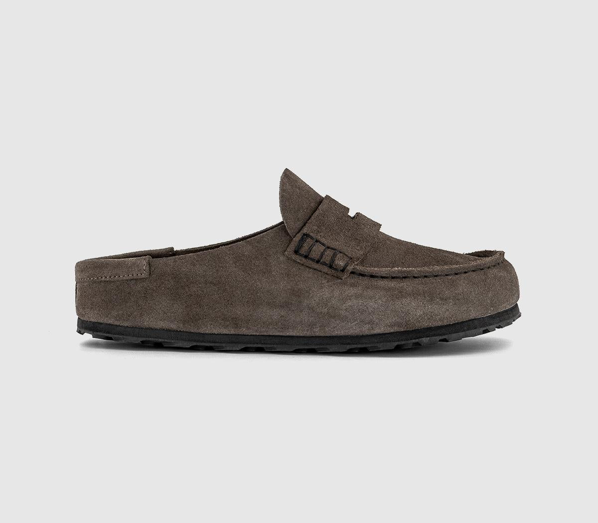 Womens BIRKENSTOCK Naples Wrapped EXQUISITE Loafers Suede Concrete Gray