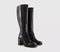 Womens OFFICE Kora Heeled Platform Knee High Boots Black Leather