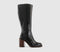Womens OFFICE Kora Heeled Platform Knee High Boots Black Leather