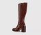 Womens OFFICE Kora Heeled Platform Knee High Boots Tan Leather