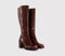 Womens OFFICE Kora Heeled Platform Knee High Boots Tan Leather
