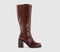 Womens OFFICE Kora Heeled Platform Knee High Boots Tan Leather