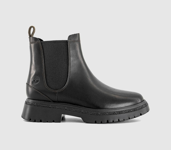 Womens Timberland Cambria Valley Mid Chelsea Boots Black Full Grain Leather