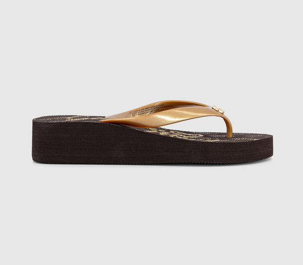 Womens Ginger Mary Wedge Flip Flop Chocolate