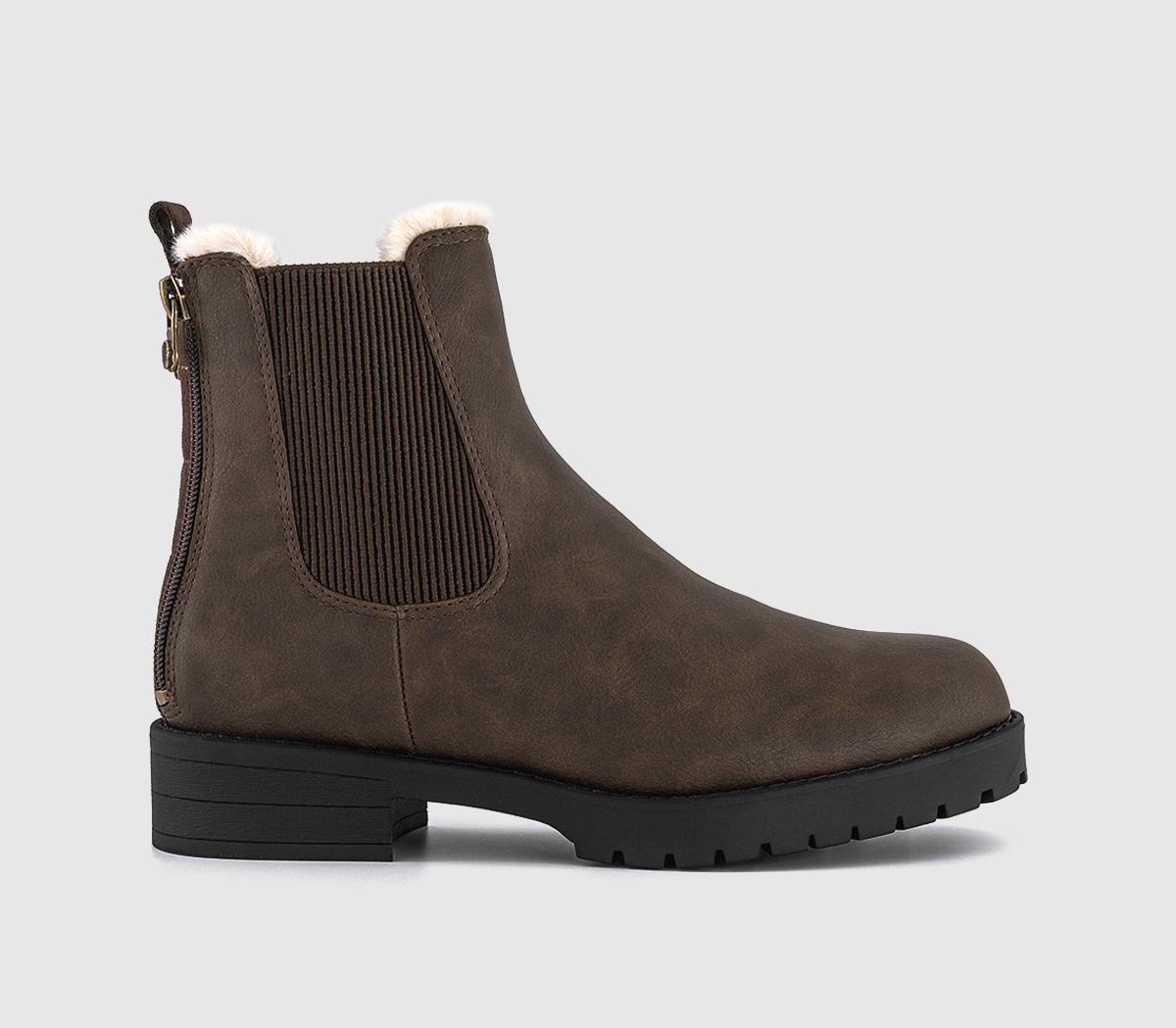 Womens Blowfish Malibu Dover Fur Lined Chelsea Boots Dark Brown