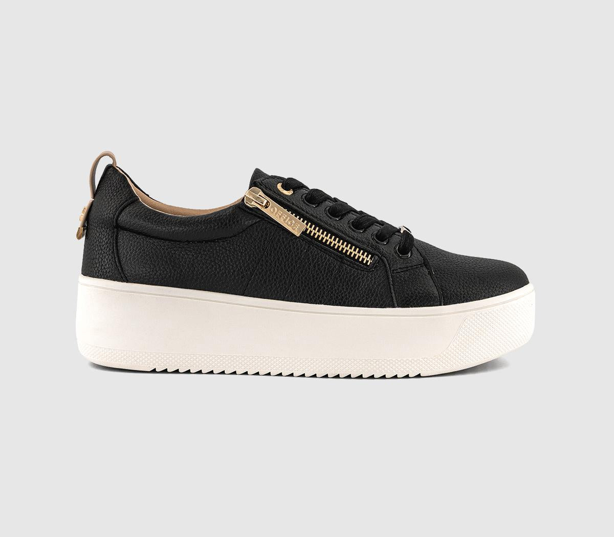 OFFICE Tangle Zip Detail Platform Trainers Black