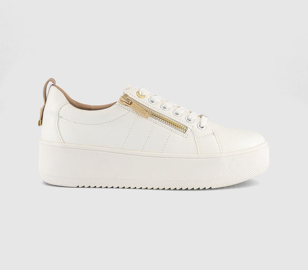 Womens OFFICE Tangle Zip Detail Platform Trainers White