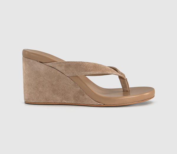 Womens Tony Bianco Avanti Toe Post Wedge Heels Wheat Suede