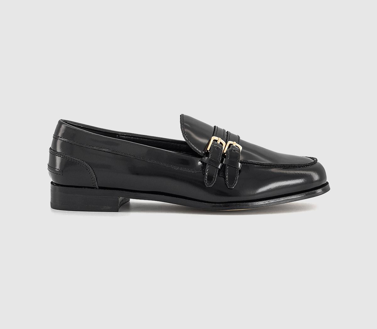 Womens OFFICE Fernando Double Strap Detail Loafers Black Leather