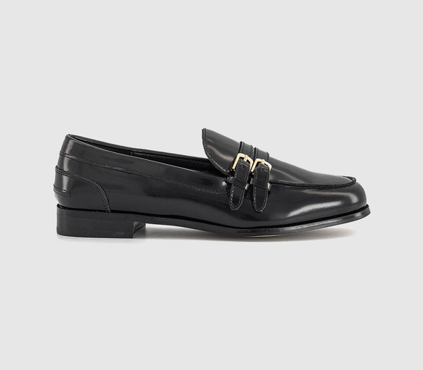 Womens OFFICE Fernando Double Strap Detail Loafers Black Leather