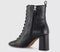Womens OFFICE Ada Lace Up Block Heel Boots Black Leather
