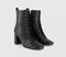 Womens OFFICE Ada Lace Up Block Heel Boots Black Leather