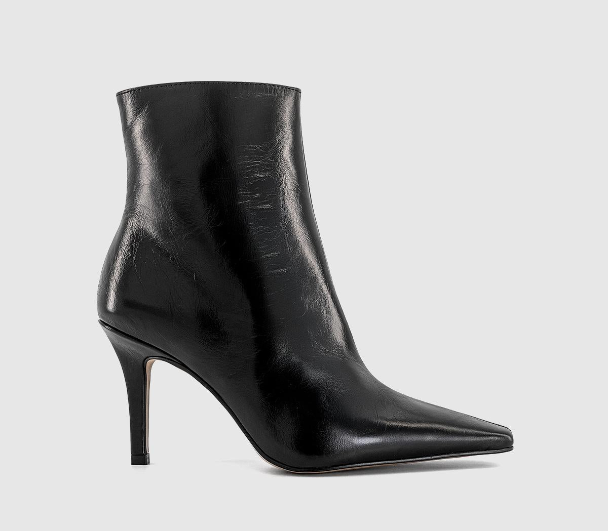 OFFICE Alexis Heel Ankle Boots Black Leather
