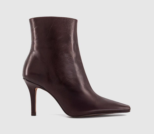 Womens OFFICE Alexis Heel Ankle Boots Burgundy Leather