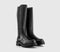 Womens OFFICE Kasper Cleated Knee High Chelsea Boots Black Leather