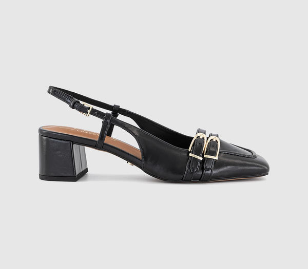 Womens OFFICE Maxie Buckle Detail Slingback Block Heels Court Black