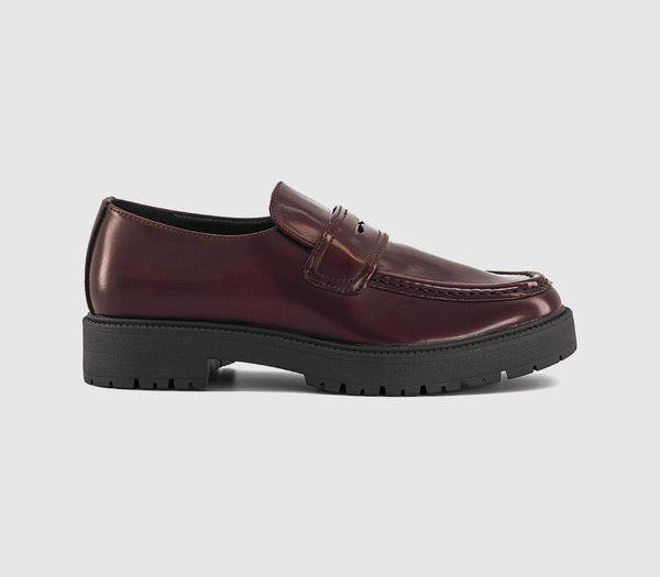 Mens OFFICE Chesil Chunky High Cut Loafers Burgundy