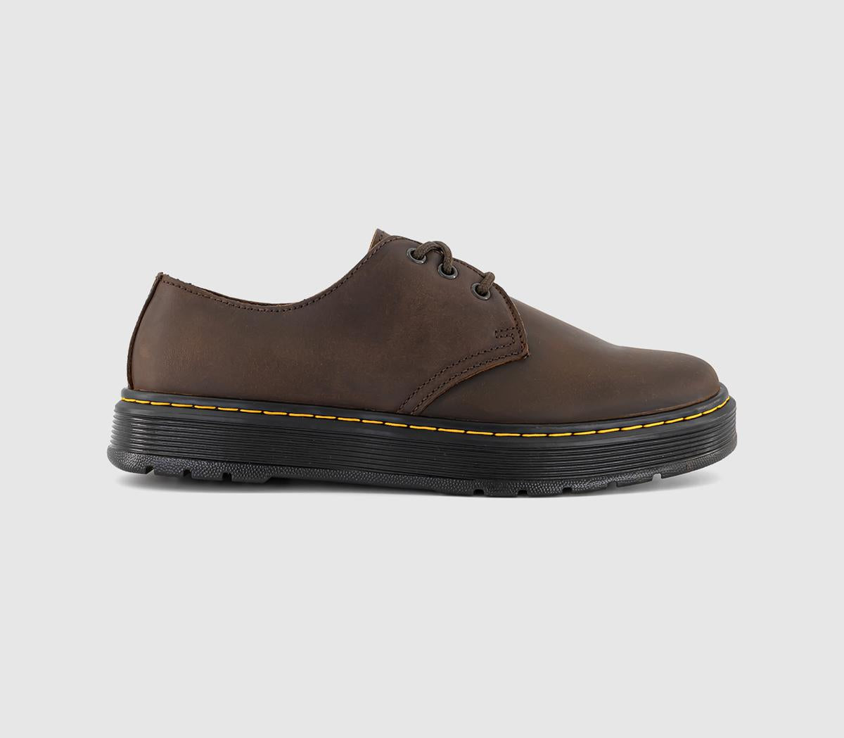 Mens Dr. Martens Brookline Lo 3 Eye Shoes Dark Brown Crazy Horse