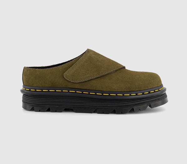 Mens Dr. Martens Zebzag Anywair Mules Olive Suede