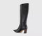Womens OFFICE Kallie Set Back High Heel Knee Boots Black Leather
