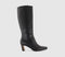 Womens OFFICE Kallie Set Back High Heel Knee Boots Black Leather