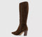 Womens OFFICE Kallie Set Back High Heel Knee Boots Brown Suede
