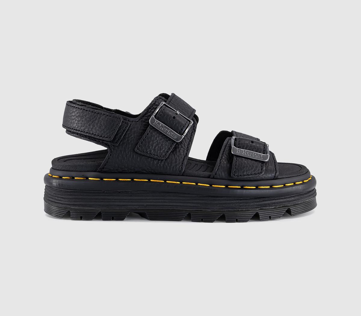 Womens Dr. Martens Zebzag Sandals Black Pisa Leather