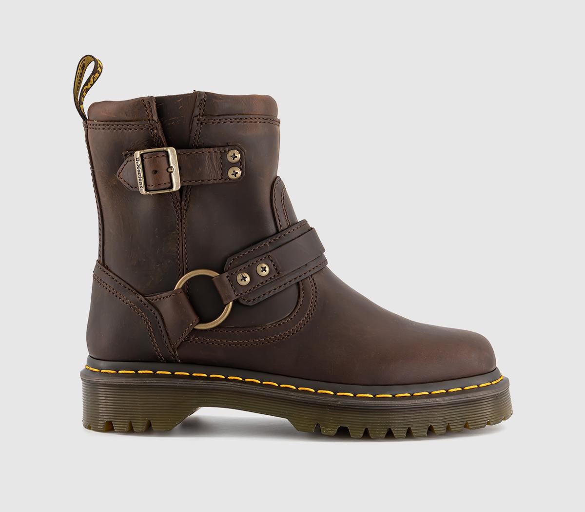 Womens Dr. Martens Anistone Harness Womens Ankle Boots Dark Brown Crazy Horse Uk Size 5