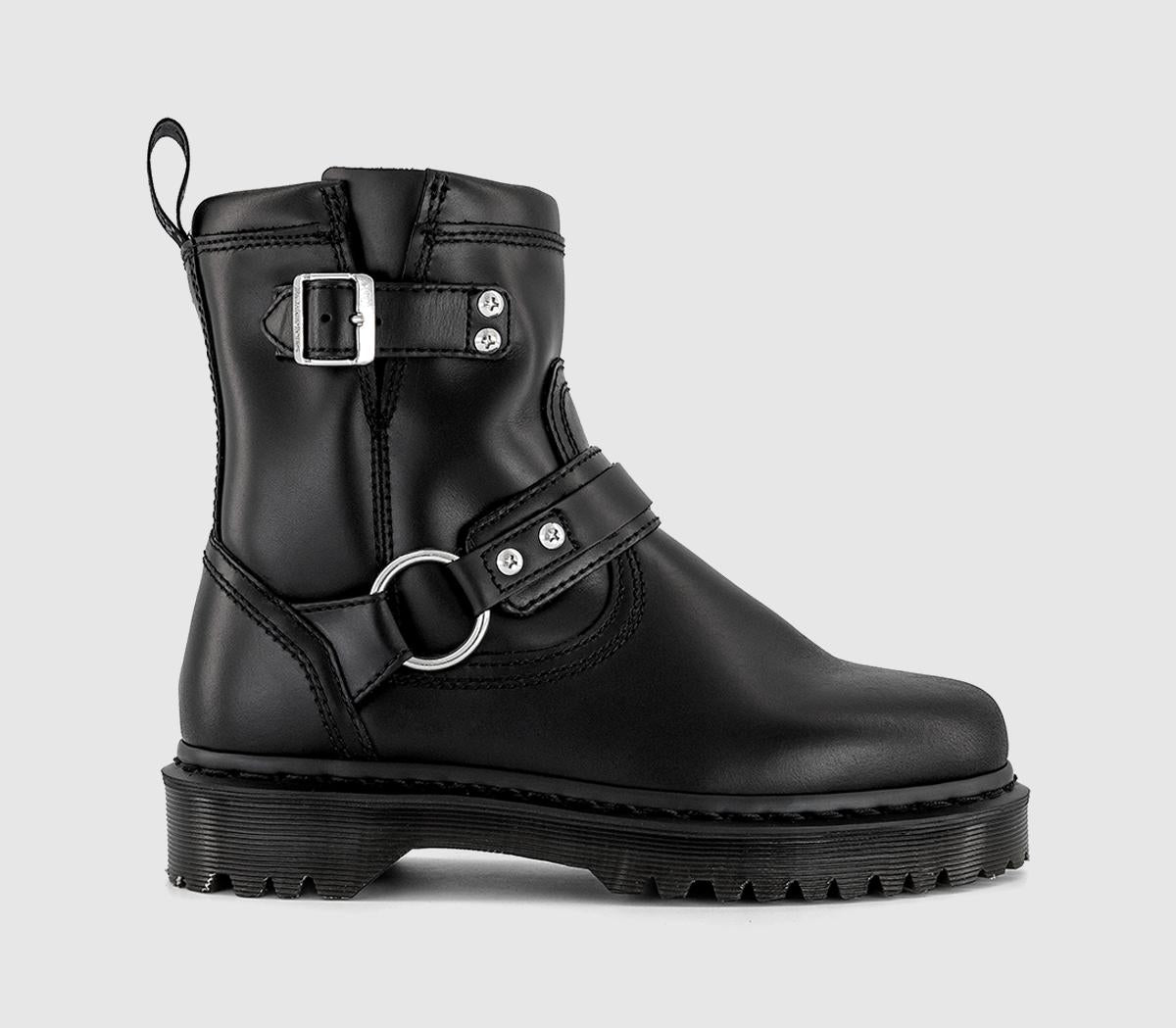 Womens Dr. Martens Anistone Harness Ankle Boots Black Orleans - OFFCUTS SHOES by OFFICE