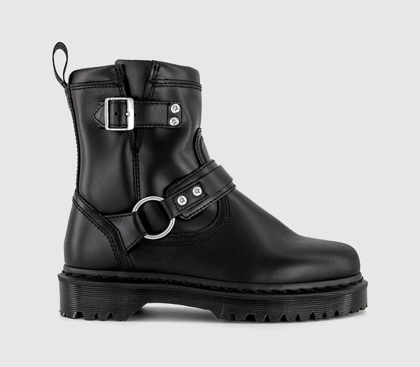 Womens Dr. Martens Anistone Harness Ankle Boots Black Orleans - OFFCUTS SHOES by OFFICE