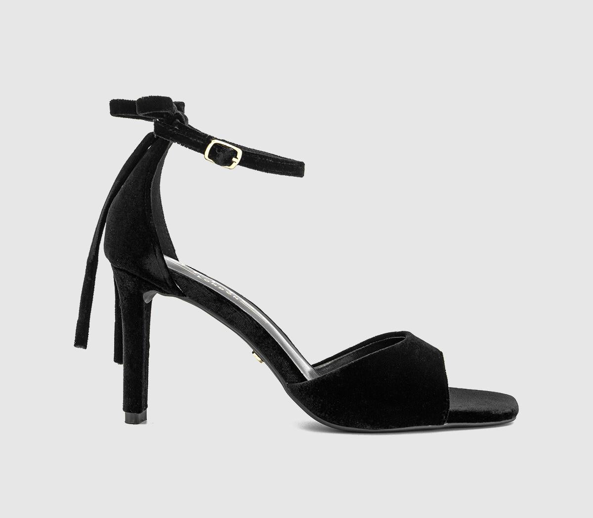 Womens OFFICE Hypnotise Bow Back Heeled Sandals Black Velvet