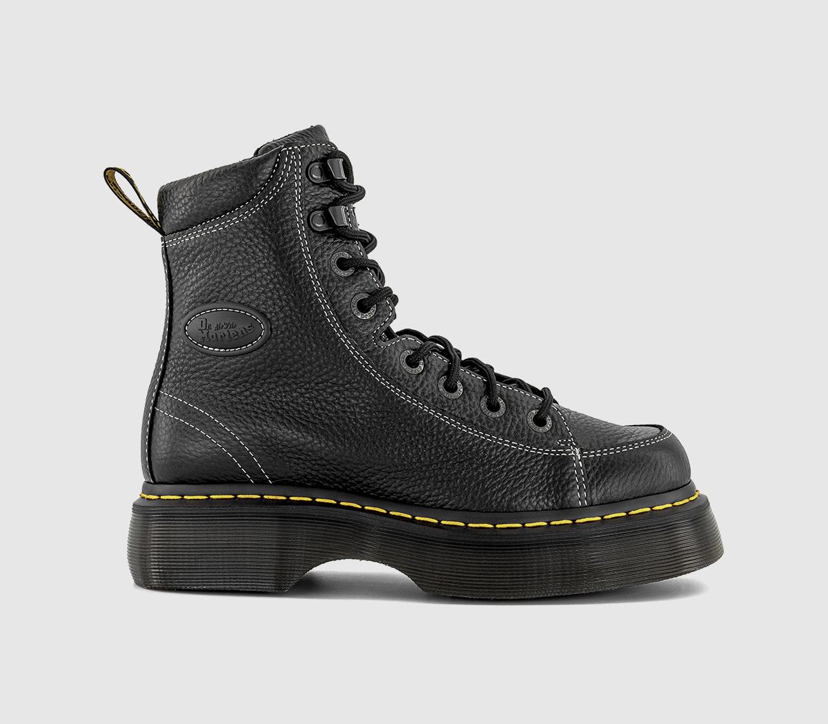 Womens Dr. Martens Buzz 8 Eye Boots Black Milled Nappa