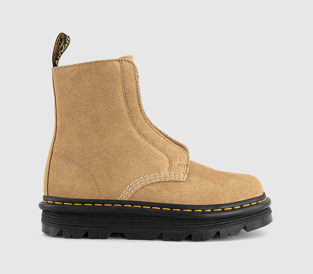 Womens Dr. Martens Zebzag Laceless Boots Savannah Tan Suede