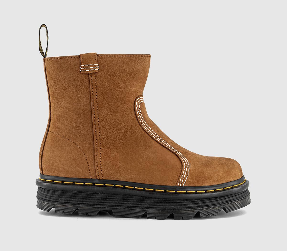 Womens Dr. Martens Zebzag Wool Lined Rigger Boots Desert Brown Milled Nubuck