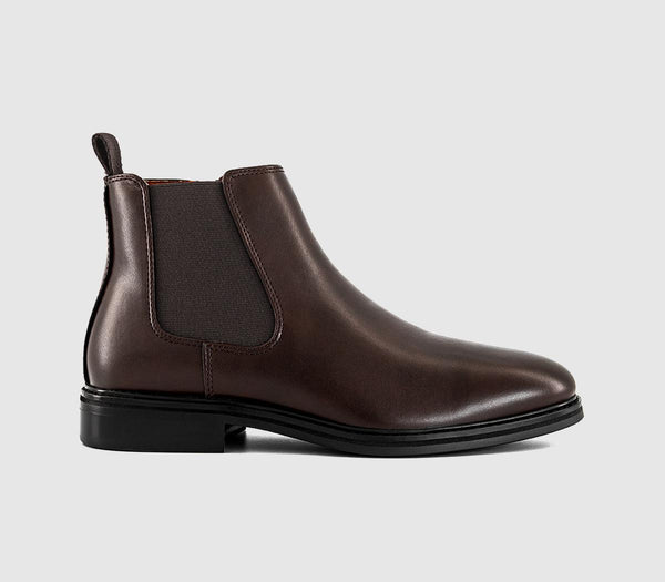 Mens OFFICE Braxton Inside Zip Smart Chelsea Boots Brown
