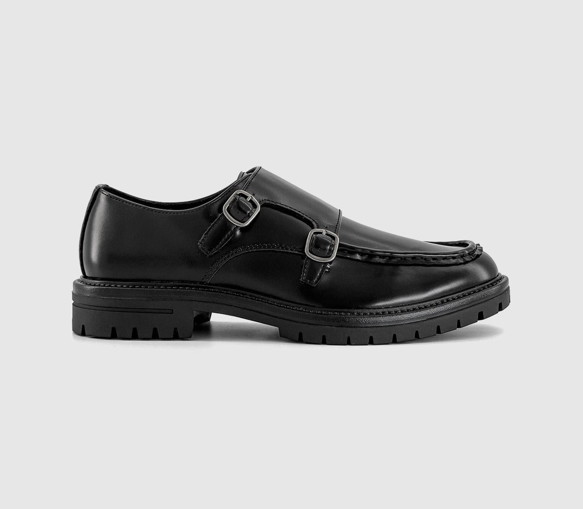 Mens OFFICE Marcus Chunky Monk Strap Shoes Black