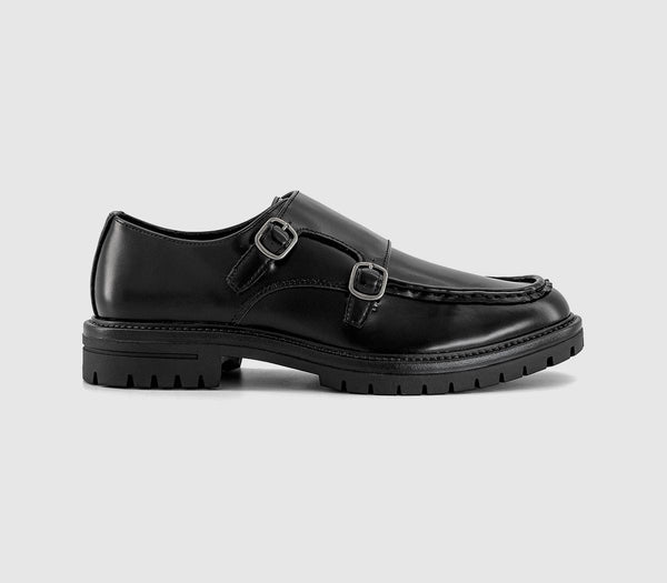 Mens OFFICE Marcus Chunky Monk Strap Shoes Black
