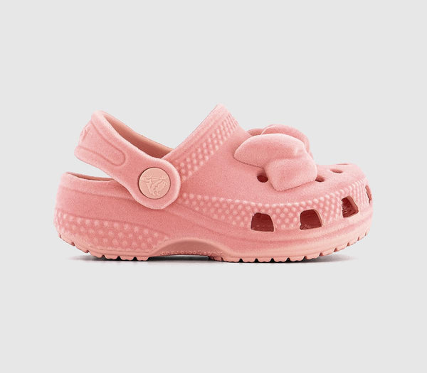 Kids Crocs Classic Velvet Bow Clogs Toddler Powder Pink