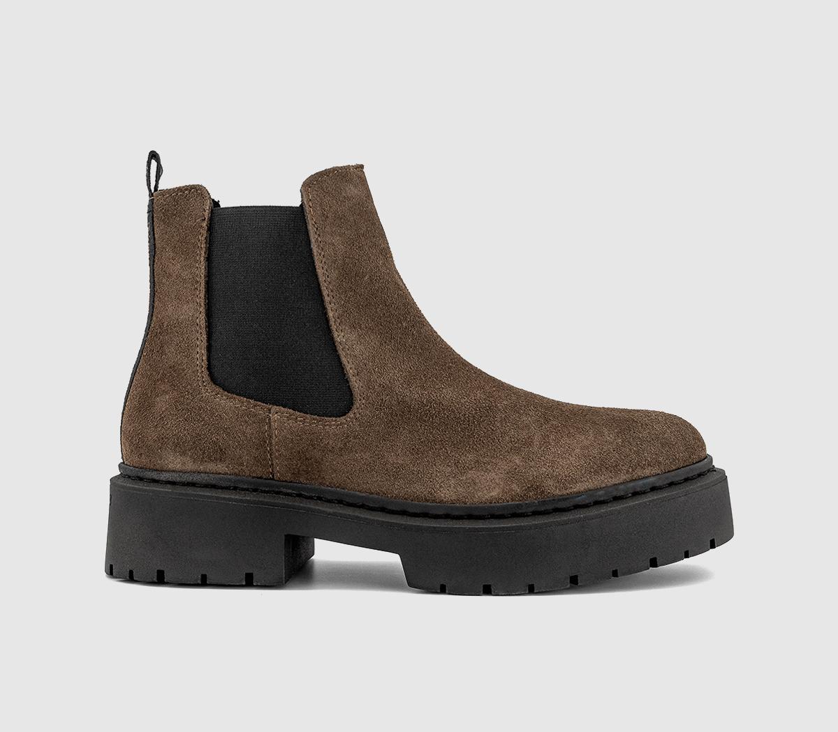 Womens Steve Madden Glennis Chelsea Boots Taupe Suede